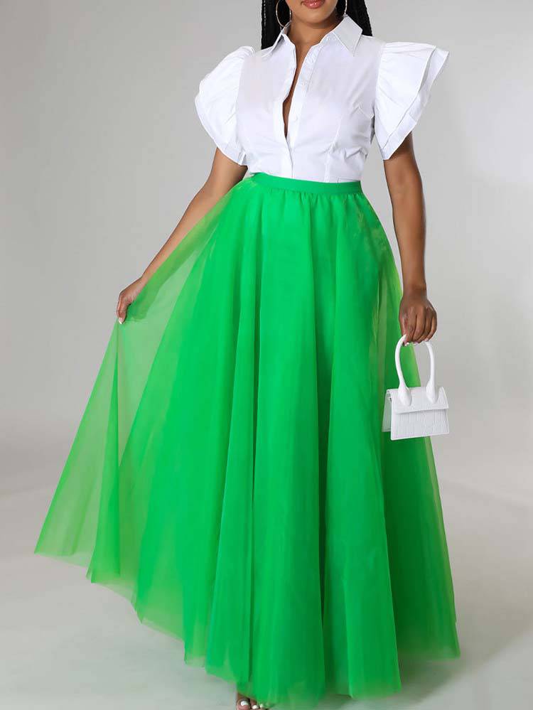 High Waist Solid Color Skirt