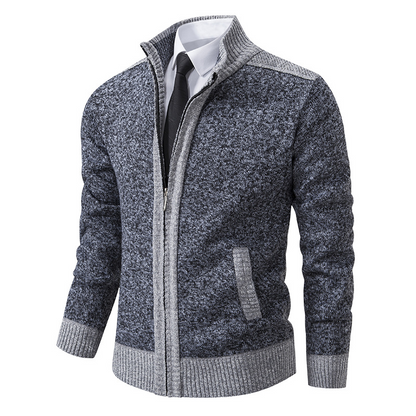 Men's Stand Collar Zipper Sweater Jacket
