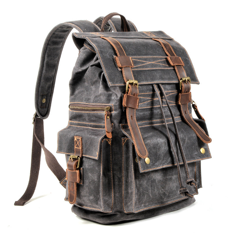 Men's Beeswax Canvas Travel Retro Backpack