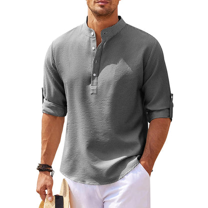 Men's Linen Henley Long Sleeve Shirt