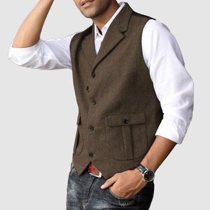 Men's Retro Flip Collar Slim Fitting Vest