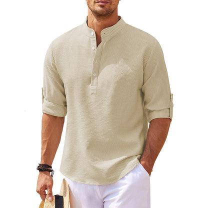 Men's Linen Henley Long Sleeve Shirt