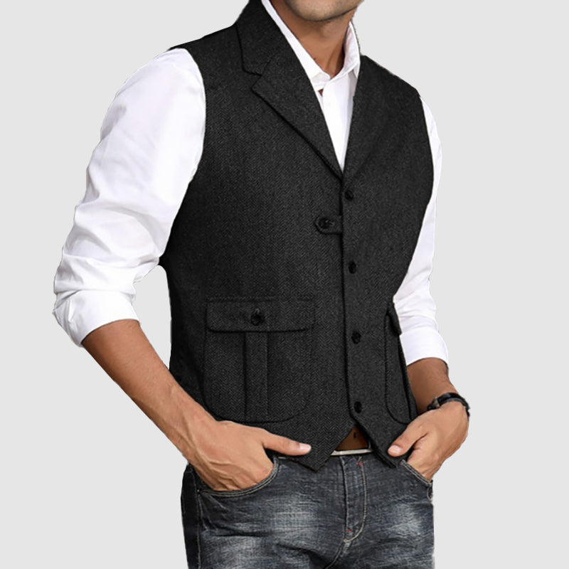 Men's Retro Flip Collar Slim Fitting Vest