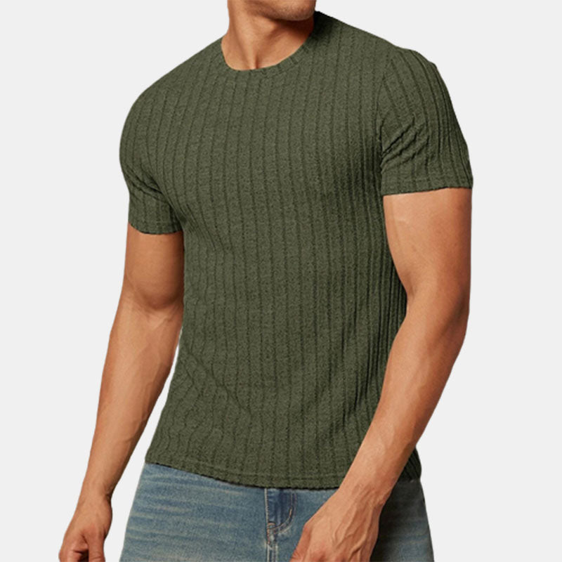 Men's Round Neck Striped T-shirt