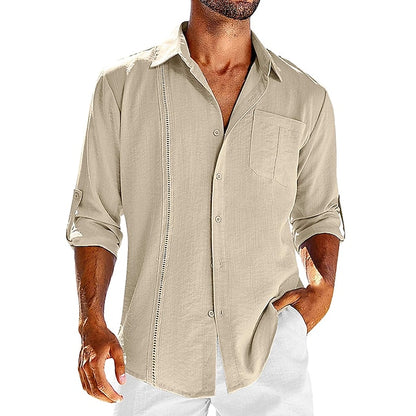 Men's Cotton Hemp Long Sleeve Shirt