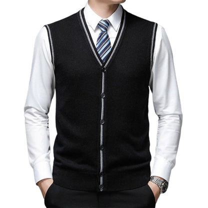 Men's V-neck Vest Knitted Cardigan