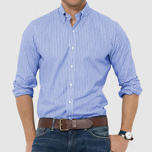 Men's Striped Cotton Long Sleeve Shirt