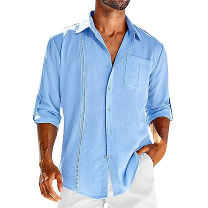 Men's Cotton Hemp Long Sleeve Shirt