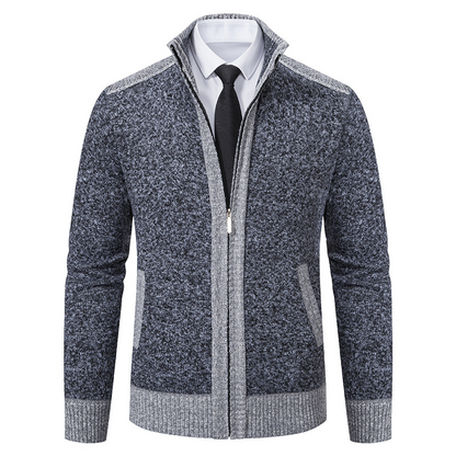 Men's Stand Collar Zipper Sweater Jacket