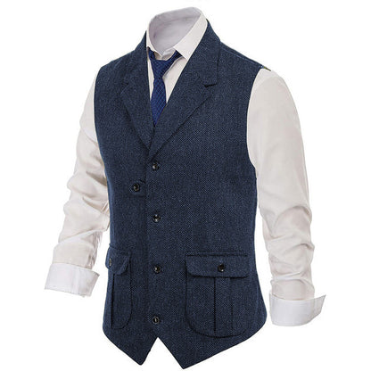 Men's Retro Flip Collar Slim Fitting Vest