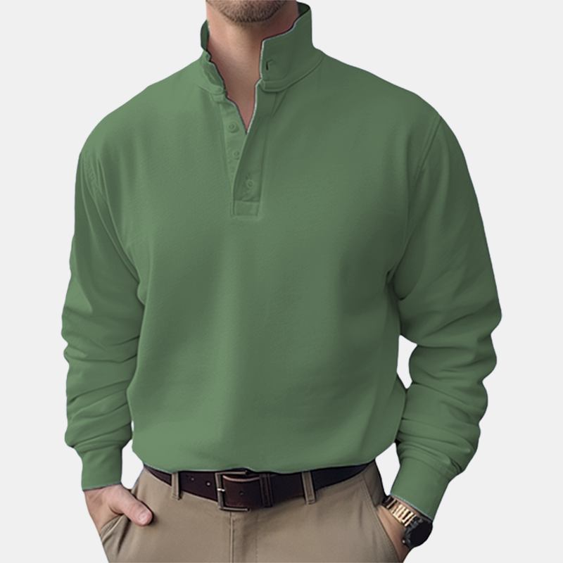 Men's Standing Collar Long Sleeve Shirt