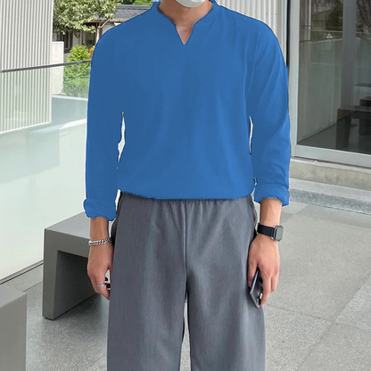 Men's Elastic Long-Sleeved Slim Polo Shirt