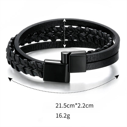 Men's Jewelry Magnetic Leather Rope Hand Woven Bracelet Rope Ethnic Style