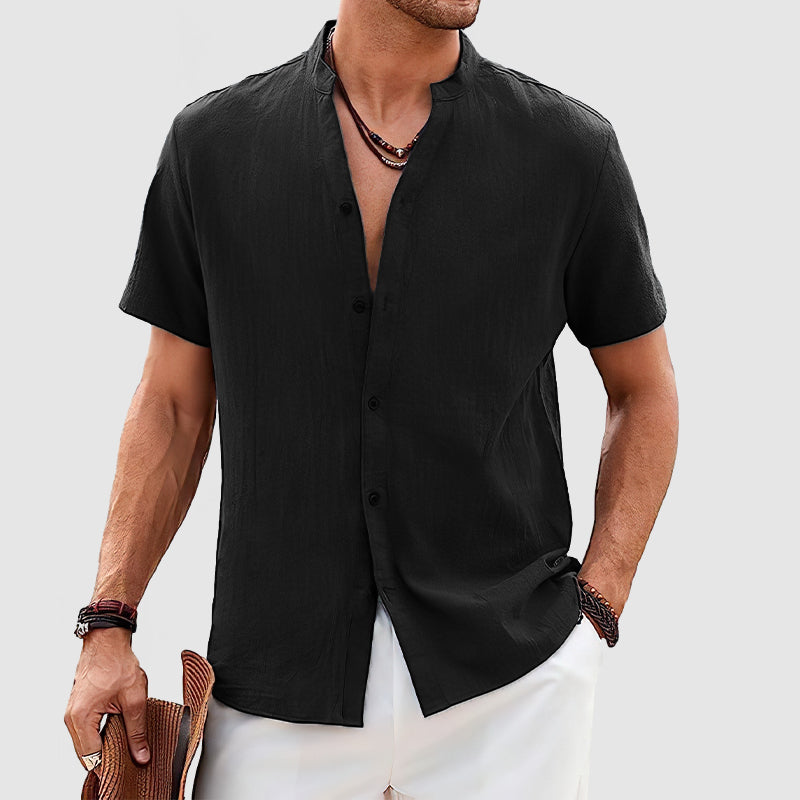 Men's Cotton Linen Short Sleeve Shirt