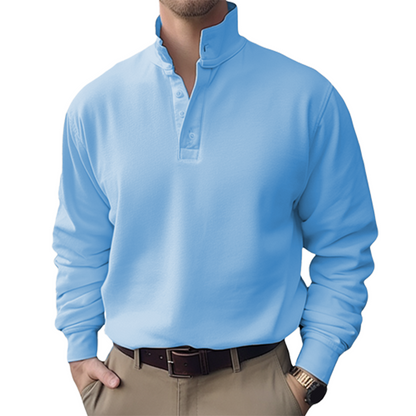 Men's Standing Collar Long Sleeve Shirt