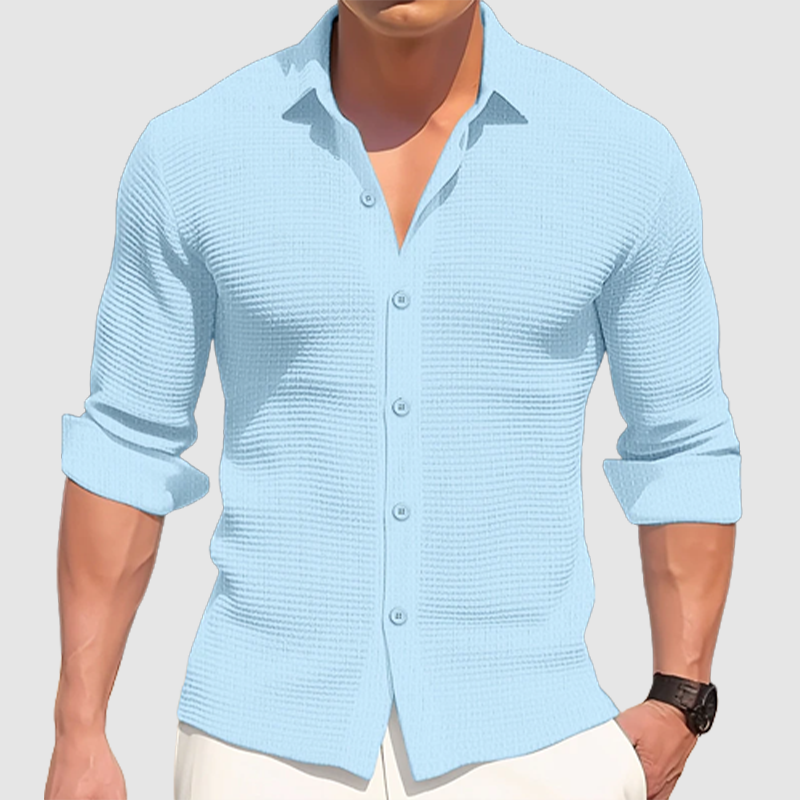 Men's Solid Color Lapel Shirt