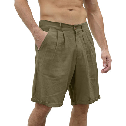 Men's Plain Linen Pocket Beach Shorts