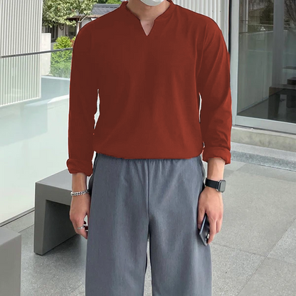 Men's Elastic Long-Sleeved Slim Polo Shirt