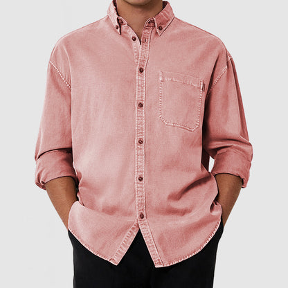 Men's Premium Washed Cotton Pocket Shirt