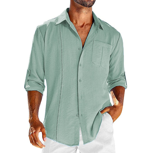 Men's Cotton Hemp Long Sleeve Shirt