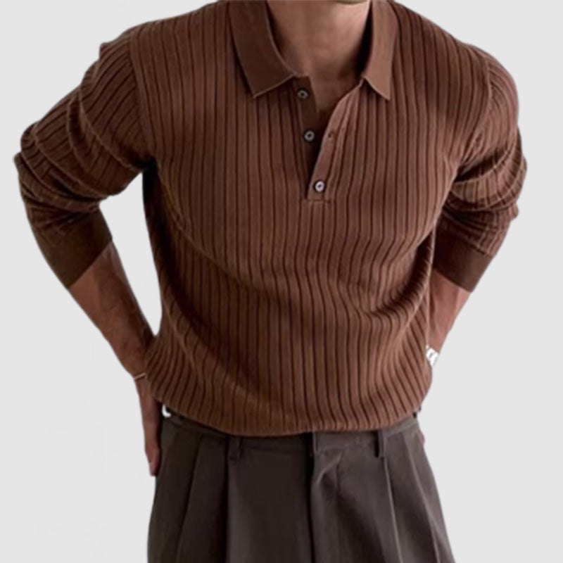 Men's Polo Neck Long Sleeve Sweater