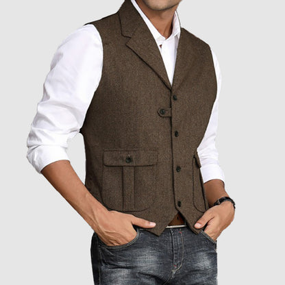 Men's Retro Flip Collar Slim Fitting Vest