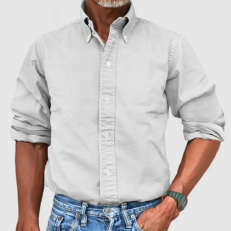 Men's Vintage washed cotton long sleeve shirt