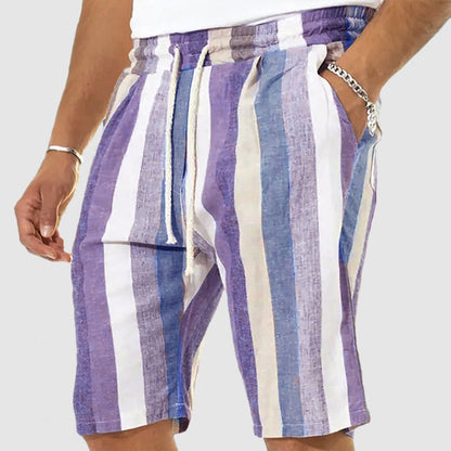 Men's Vacation Striped Linen Cotton Shorts