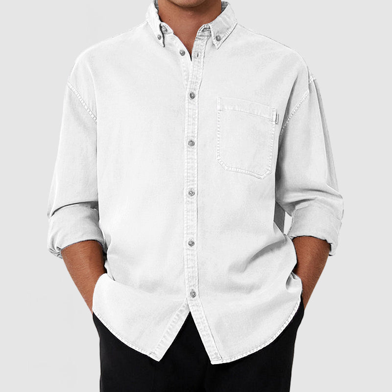 Men's Premium Washed Cotton Pocket Shirt