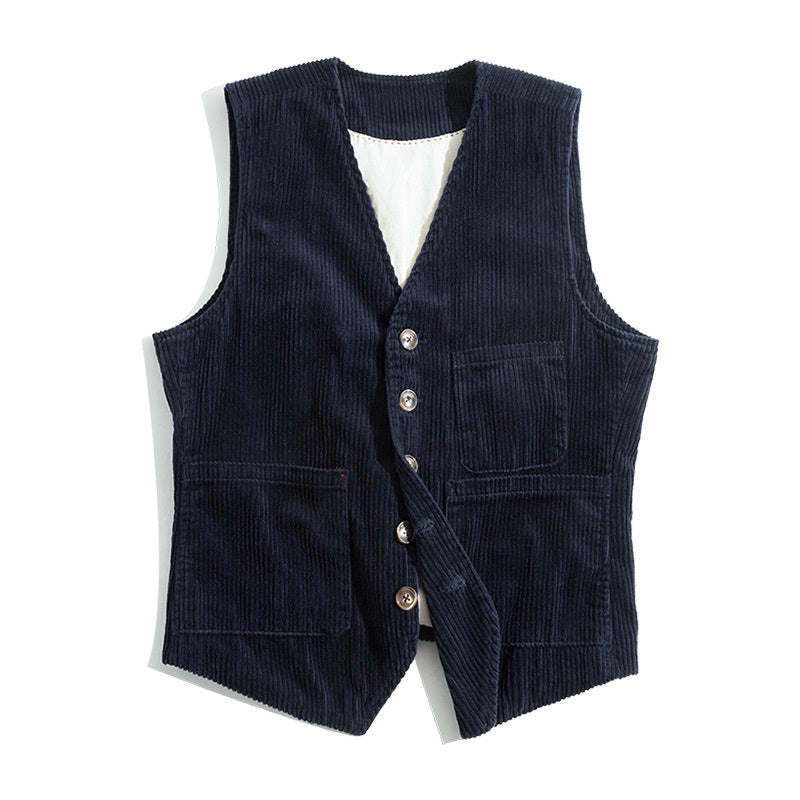 Men's Vintage Corduroy Pocket Sleeveless Vest