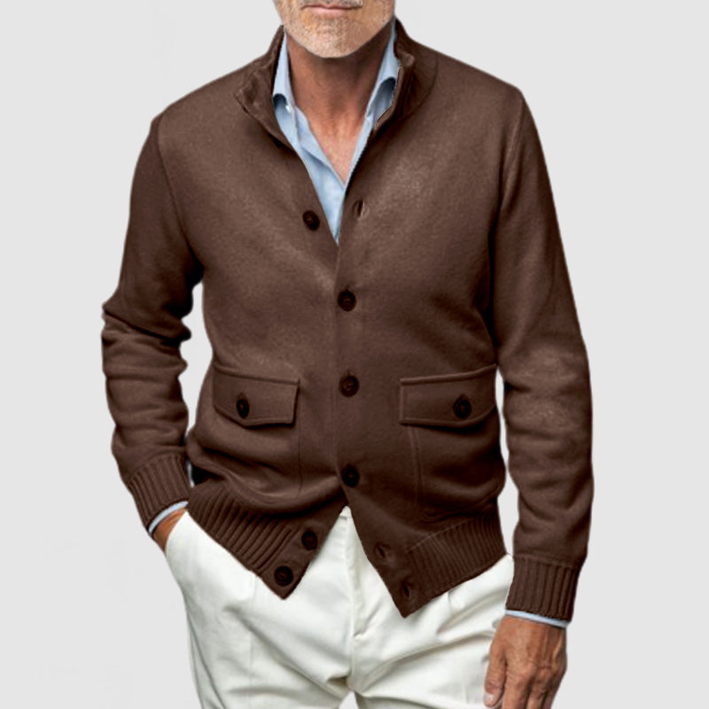 Men's Stand Collar Cashmere Cardigan