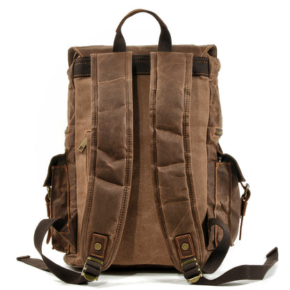 Men's Beeswax Canvas Travel Retro Backpack