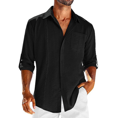 Men's Cotton Hemp Long Sleeve Shirt