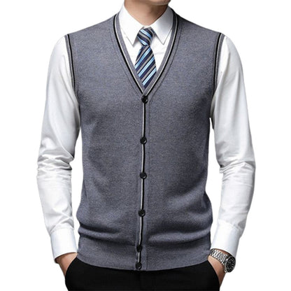 Men's V-neck Vest Knitted Cardigan