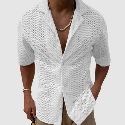 Men's Hollowed-out Lapel Knit Short Sleeve