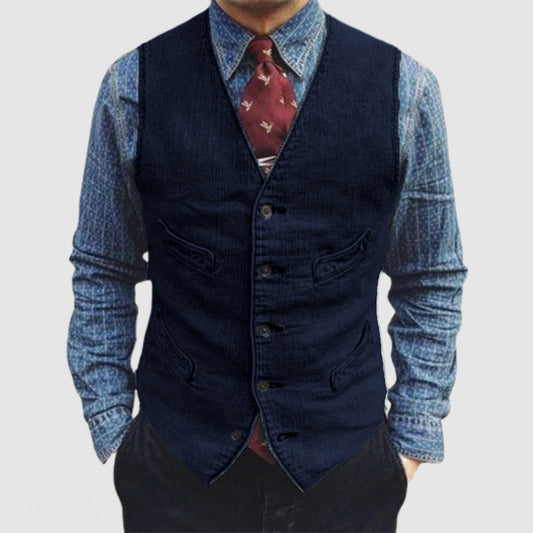 Men's Vintage V-Neck Pocket Sleeveless Vest