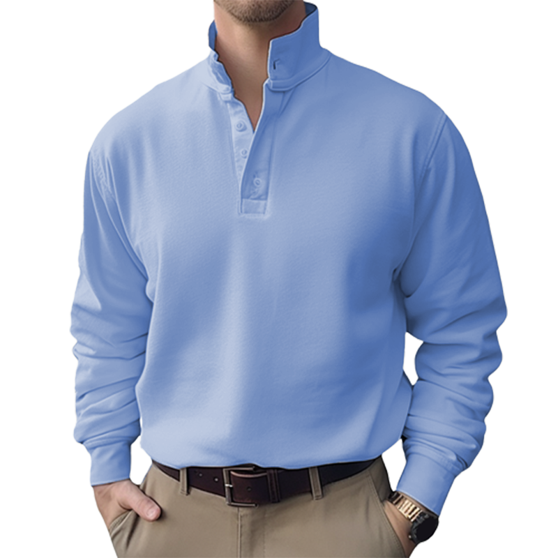 Men's Standing Collar Long Sleeve Shirt
