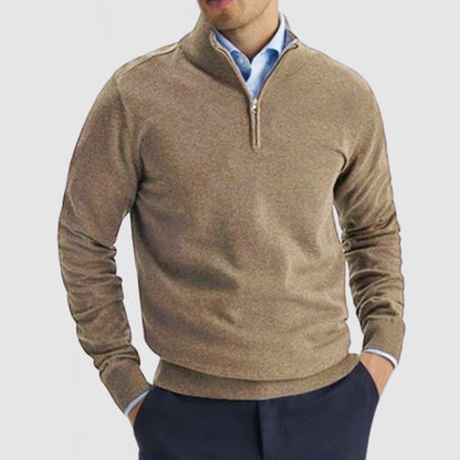 Men's Stand Collar Zip Wool Polo Shirt