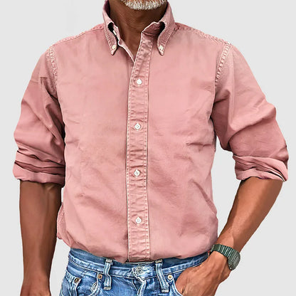 Men's Vintage washed cotton long sleeve shirt