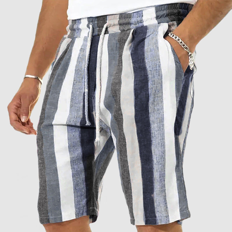 Men's Vacation Striped Linen Cotton Shorts