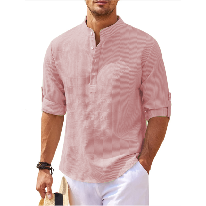 Men's Linen Henley Long Sleeve Shirt