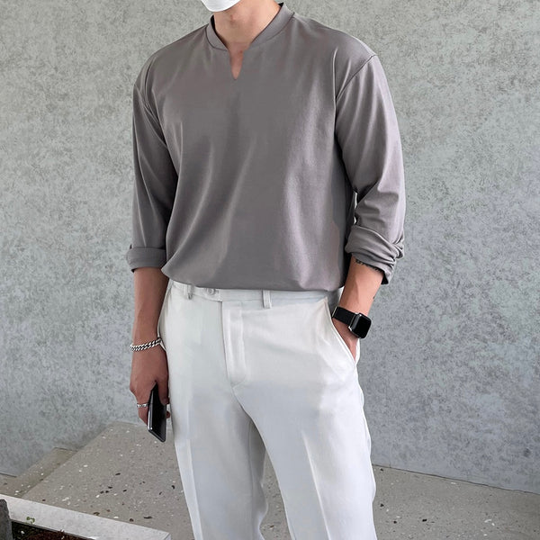 Men's Elastic Long-Sleeved Slim Polo Shirt