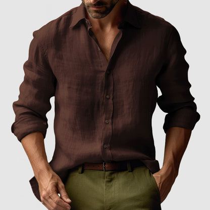 Men's Vintage Linen Long Sleeve Shirt