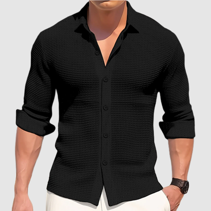 Men's Solid Color Lapel Shirt