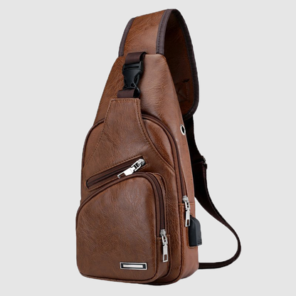 Men's diagonal cross usb charging chest bag simple men's casual single shoulder bag