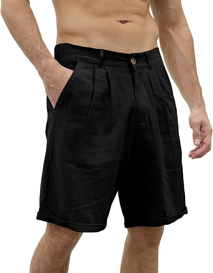 Men's Plain Linen Pocket Beach Shorts