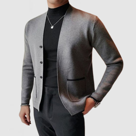 Men's V-Neck Knitted Cardigan