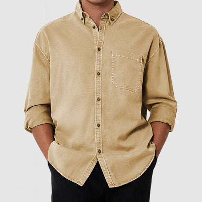 Men's Premium Washed Cotton Pocket Shirt