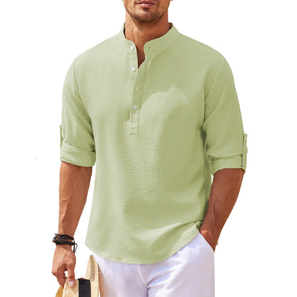 Men's Linen Henley Long Sleeve Shirt