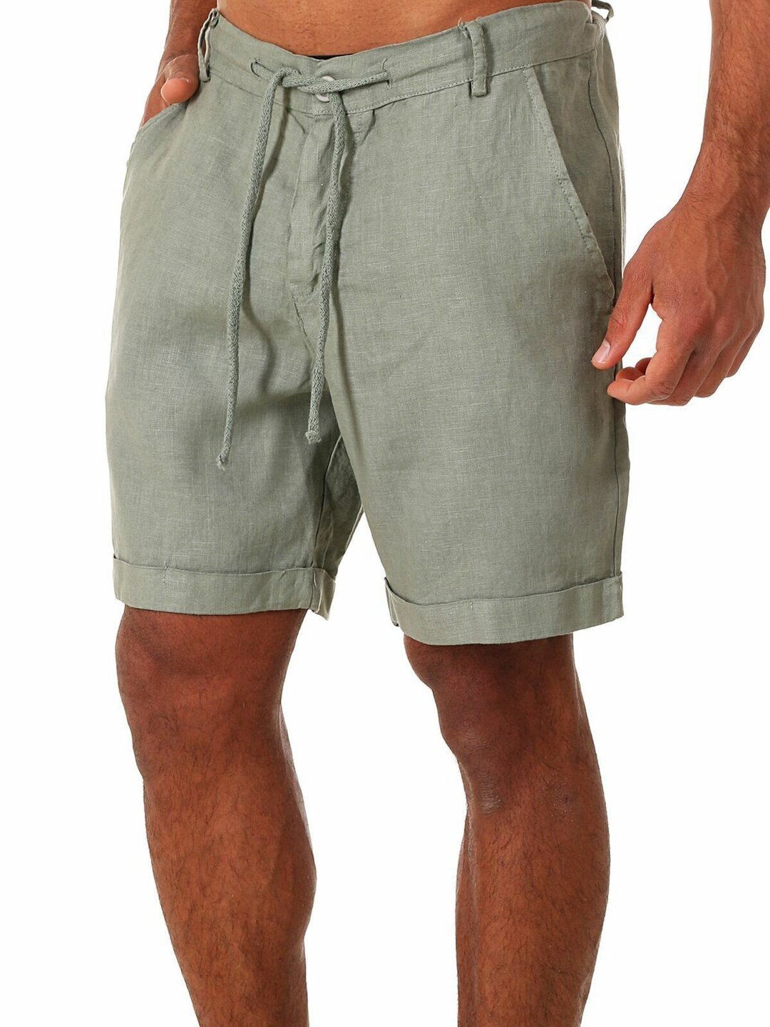 Men's Solid Color Lace-up Athleisure Shorts